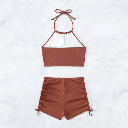 Halter Neck Bikini Drawstring Swimsuit
