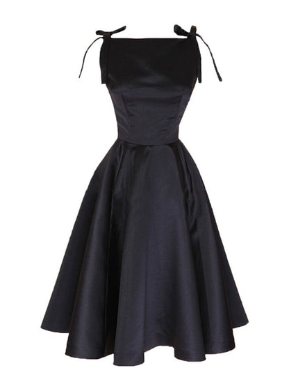 Temperament Satin High Waist Swing Dress